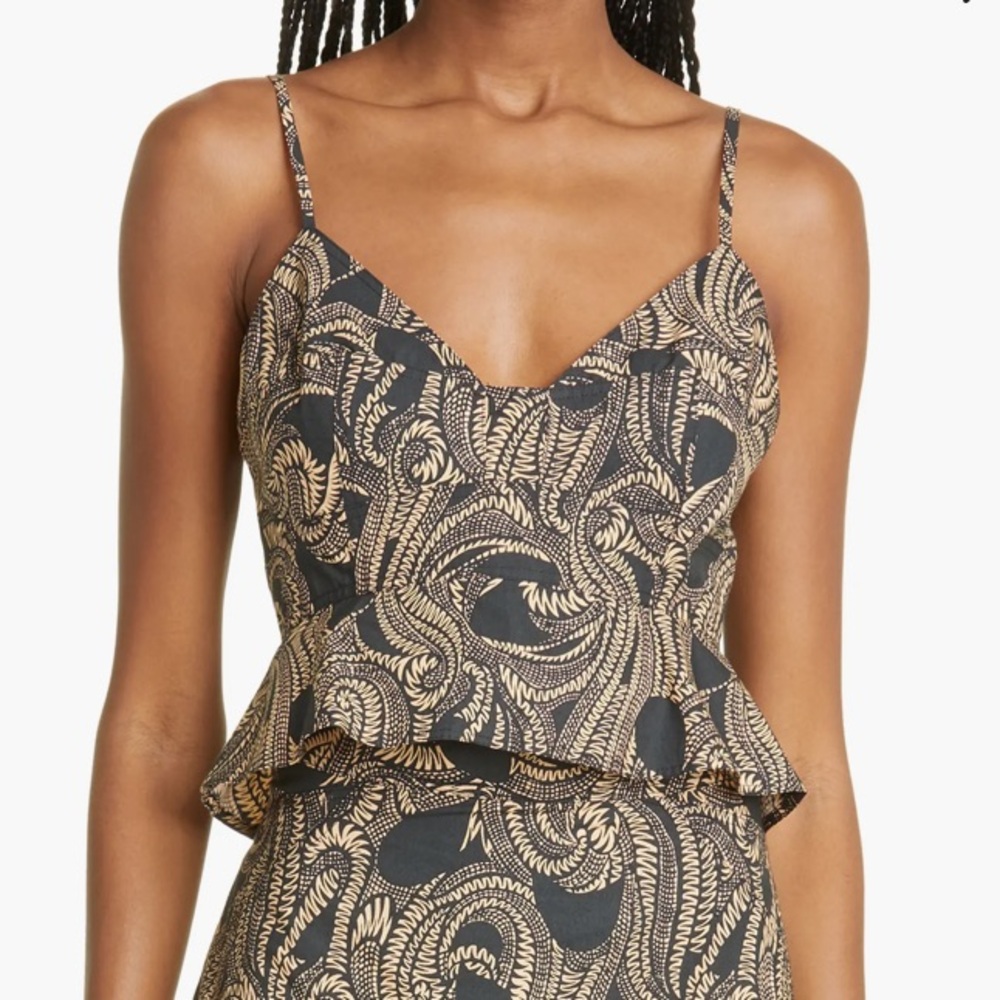A.L.C. Brooke Printed Peplum Cami Tank Top Womens 12